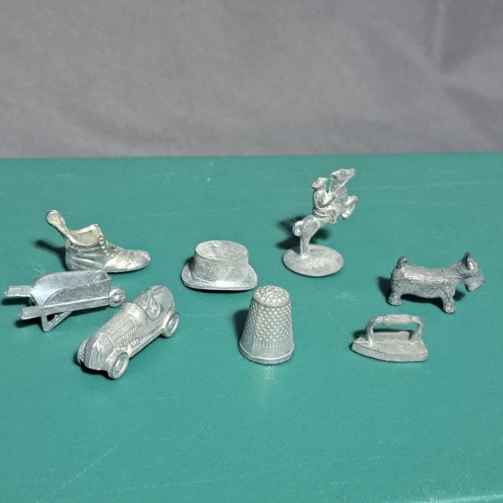 VTG Monopoly Pewter Replacement Pieces Tokens Lot of 8‎ Car Thimble Iron Hat Etc